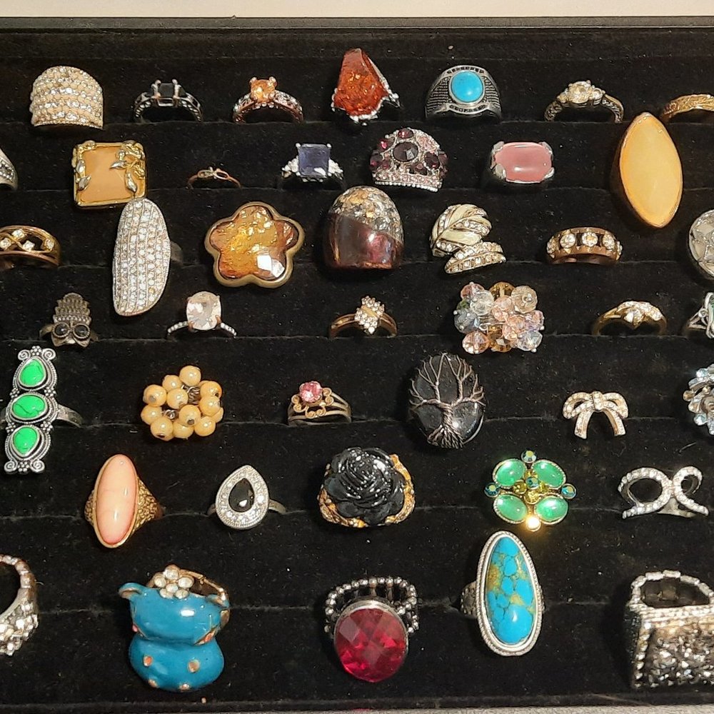 Collection of Vintage Costume Fashion Cocktail RIngs